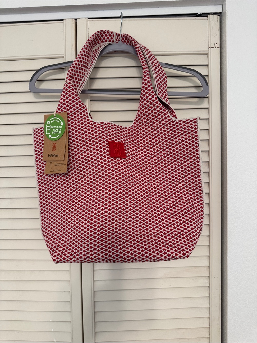 bill blass Red and White Geometric Tote